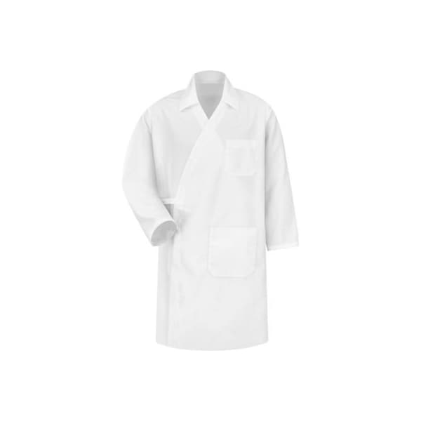 Red Kap Collarless Butcher Wrap W/Interior Pockets, White, Polyester/Combed Cotton, 2XL